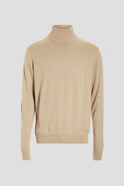 Pull avec col roulé sable homme