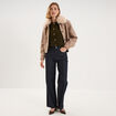 Jean large taille haute ceinture tress&eacute;e denim brut femme