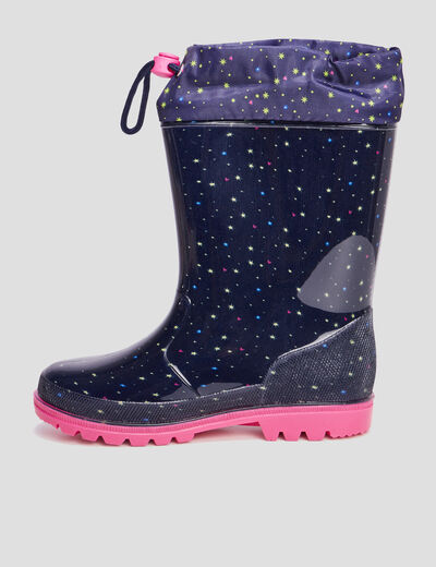 Bottes de pluie avec coulisse bleu marine fille