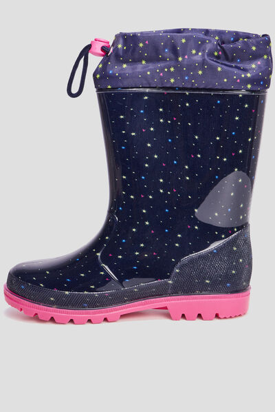 Bottes de pluie avec coulisse bleu marine fille