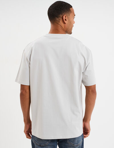 T-shirt col rond coupe relax coton &eacute;pais gris clair homme