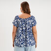 T-shirt gaufr&eacute; avec manches &agrave; noeuds bleu marine femme grande taille