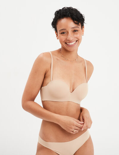 Soutien-gorge bandeau multiposition beige femme
