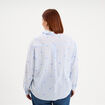 Chemise brod&eacute;e 1 poche manches longues bleu femme grande taille