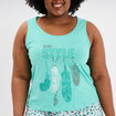 Ensemble pyjama short et débardeur coton bleu turquoise femme grande taille