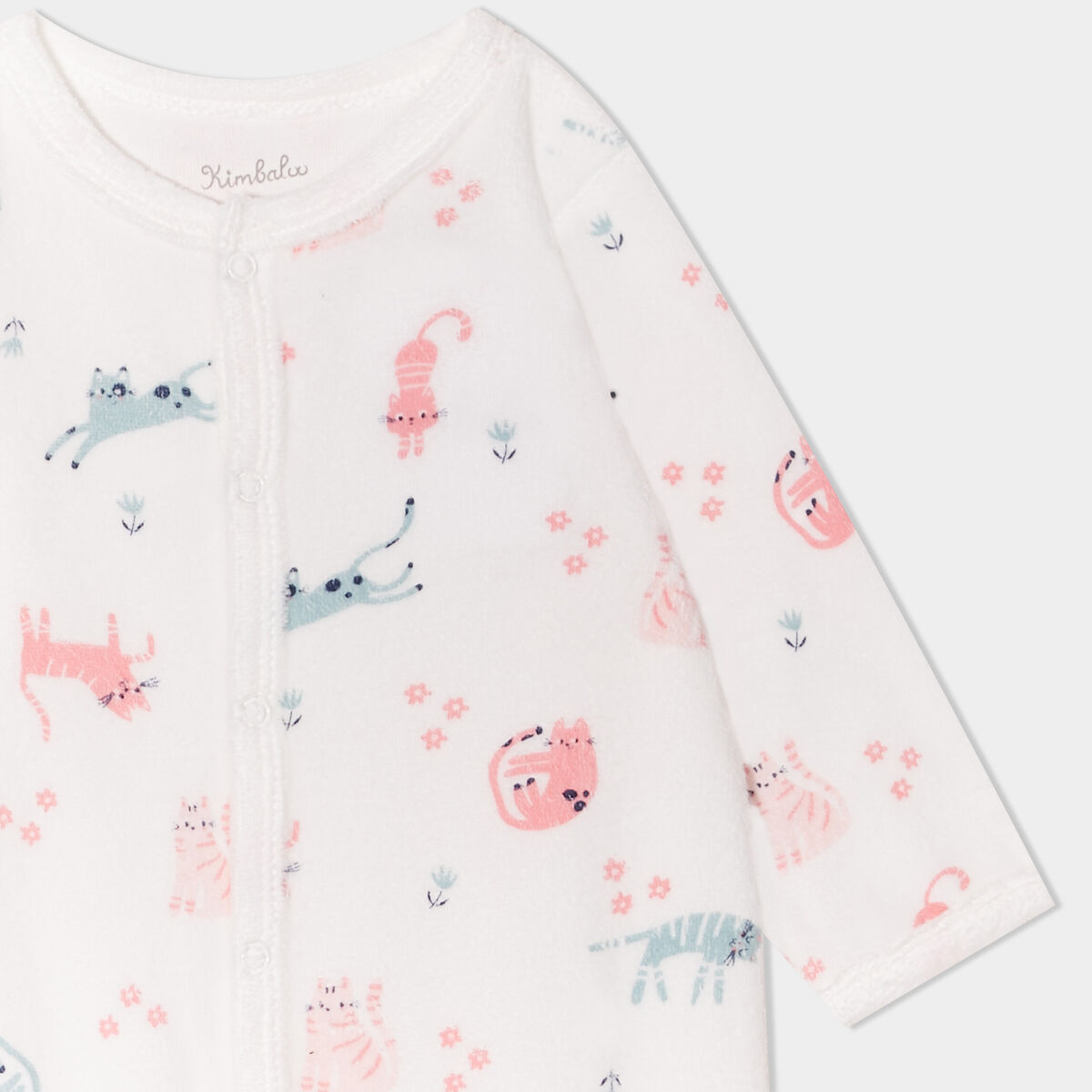 Pyjama dors-bien effet velours ecru bébé fille