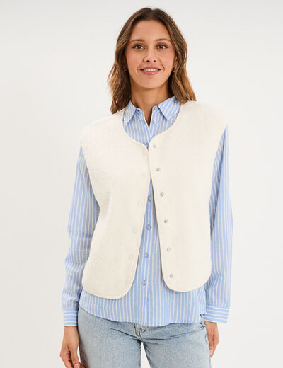 Veste sans manches effet polaire ecru femme