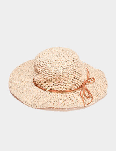 Chapeau de paille tress&eacute; sable femme