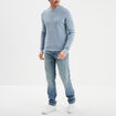 Pull en maille textur&eacute;e col rond bleu ciel homme