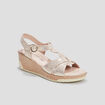 Sandales compensées en cuir pied large sable femme