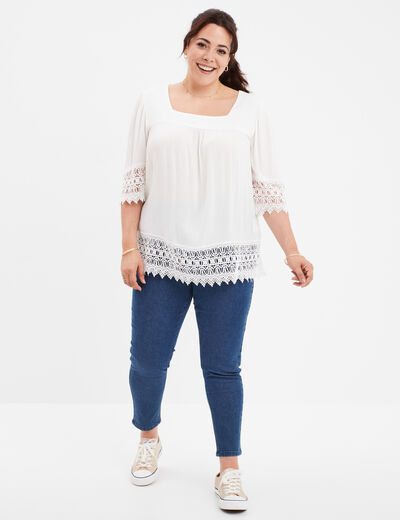Blouse manches courtes blanc femme grande taille