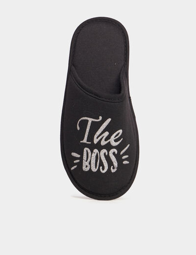 Chaussons mules noir femme