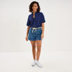 Short mom en jean ceinture cordon denim stone femme