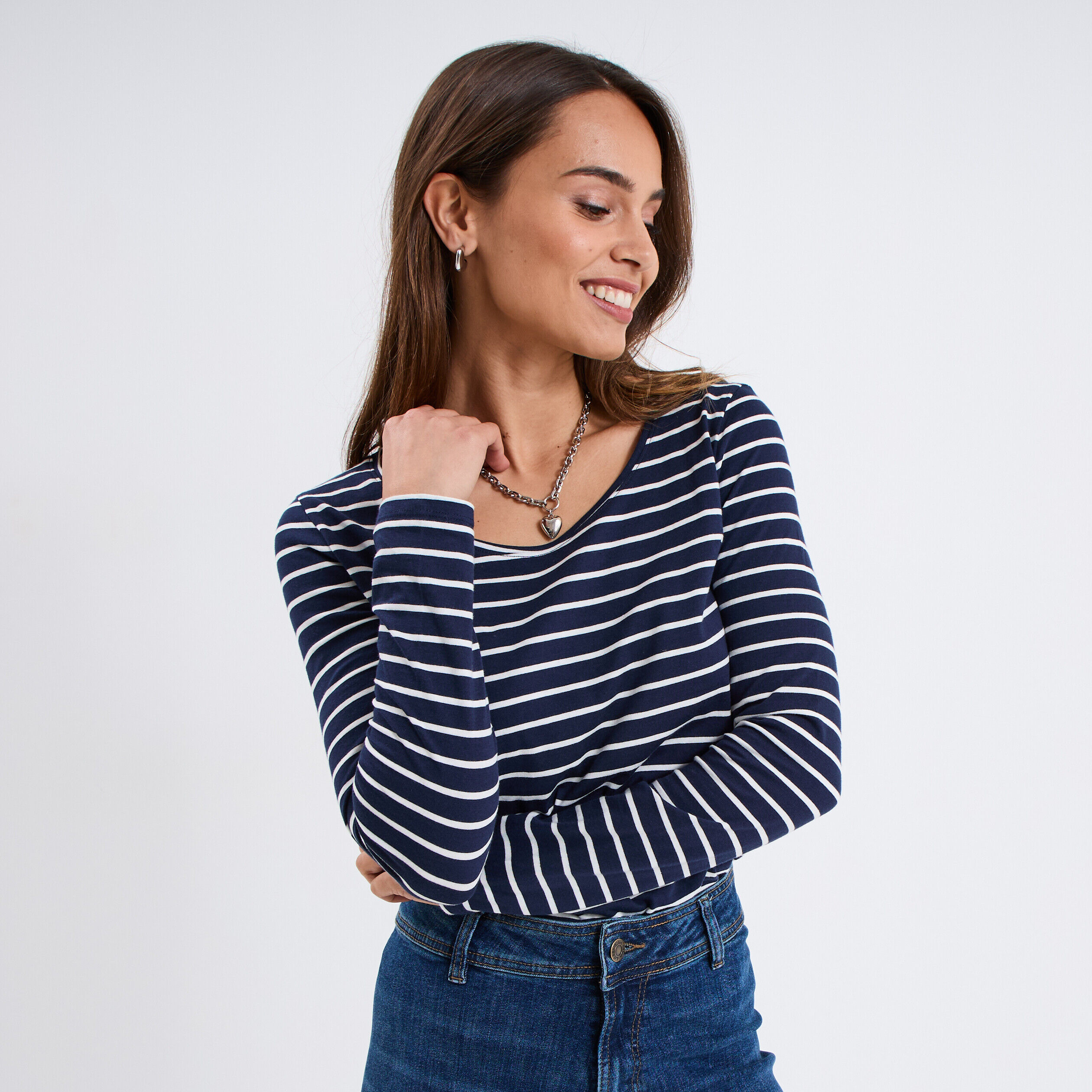 Haut marinière manches longues bleu marine femme LH