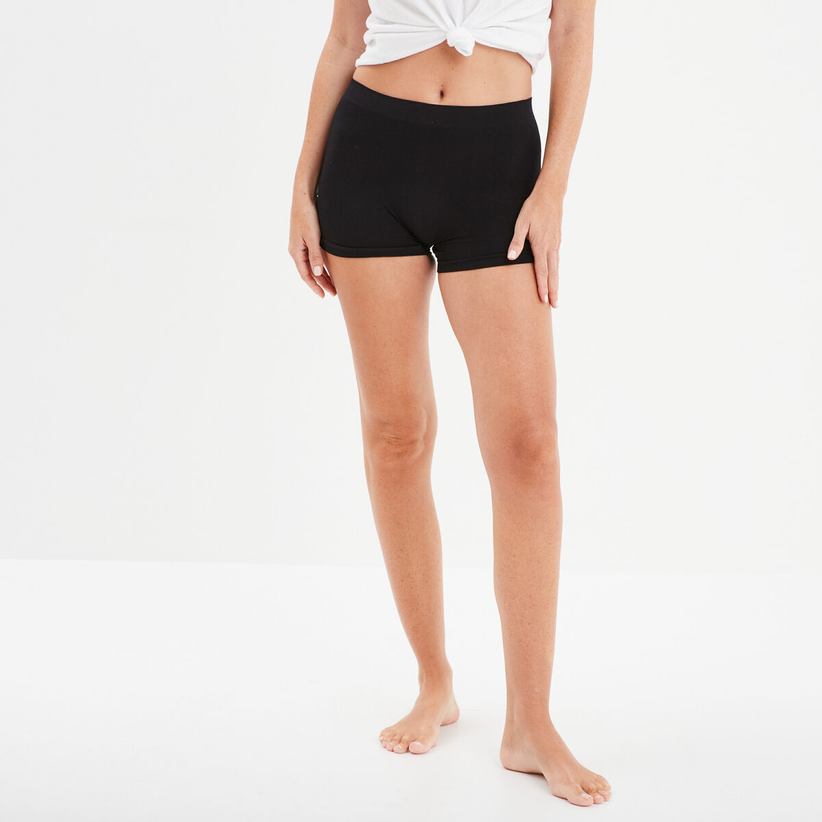 Shorty sans couture taille &eacute;lastiqu&eacute;e noir femme