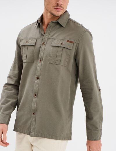 Chemise manches longues Trappeur gris homme