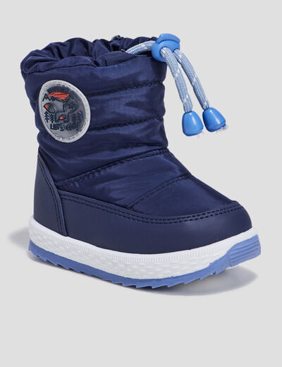 Bottes de neige cordon de resserrage bleu marine bébé garçon