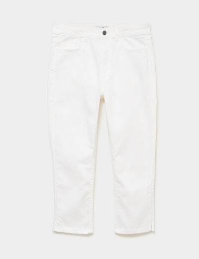 Pantalon capri slim twill 5 poches blanc femme