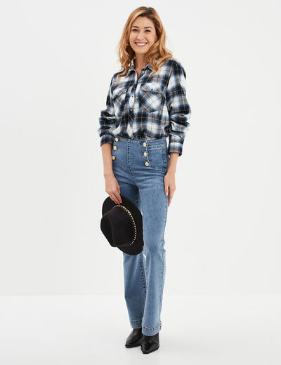Chemise manches longues coton Creeks bleu femme
