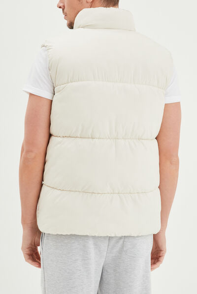 Doudoune sans manches zippée ecru homme