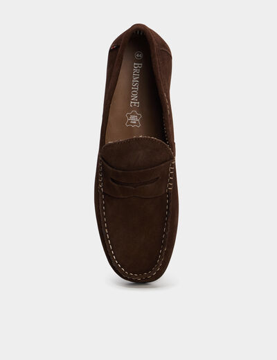 Mocassins en cuir daim marron homme