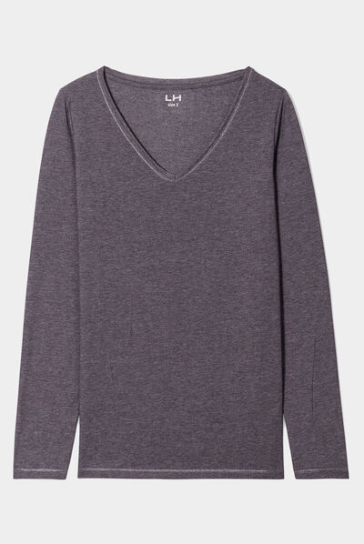 T-shirt manches longues gris foncé femme