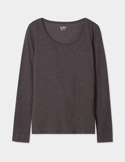 T-shirt à manches longues gris foncé femme