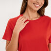T-shirt col rond manches courtes coton rouge femme