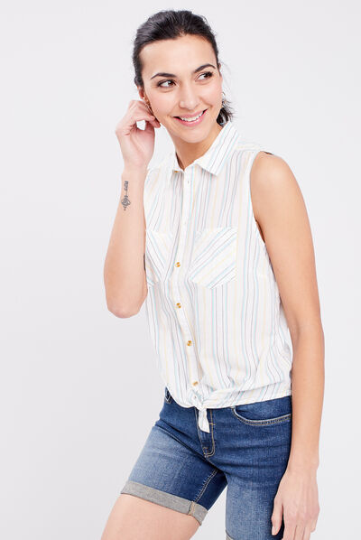 Chemise sans manches bleu femme