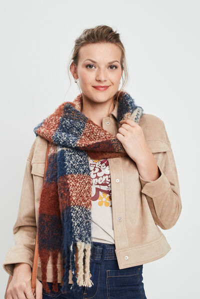 Écharpe à franges multicolore femme