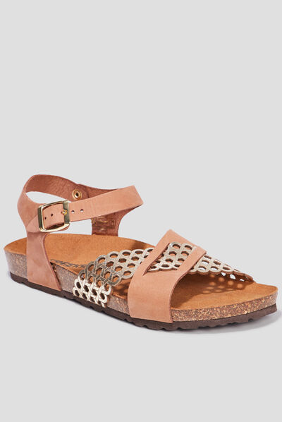 Sandales brides croisées en cuir Creeks marron femme