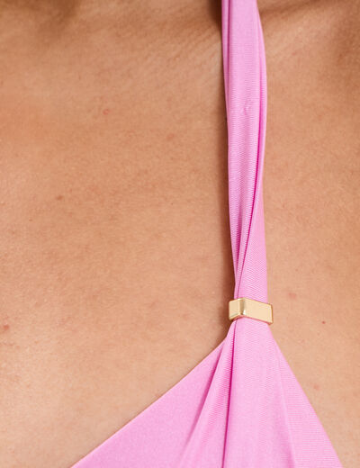 Haut de maillot de bain forme triangle rose clair femme
