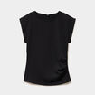 T-shirt fronc&eacute; gaufr&eacute; manches courtes noir femme