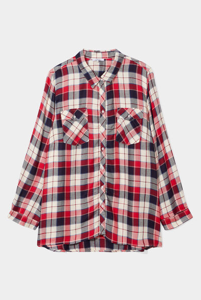 Chemise manches longues fluide rouge femme grande taille
