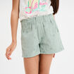 Short brodé taille élastiquée coton vert kaki fille
