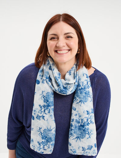 Foulard avec sequins bleu femme