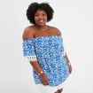 Blouse col bardot manches à dentelle ecru femme grande taille
