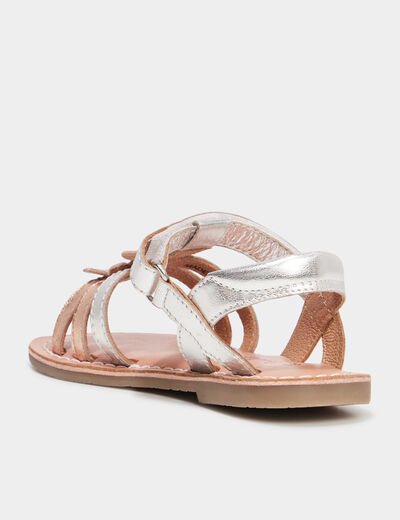 Sandales fleurs en cuir Creeks gris argent fille