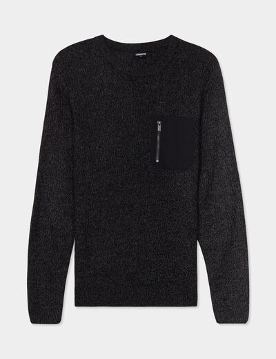 Pull 1 poche buste zippée Liberto gris foncé homme
