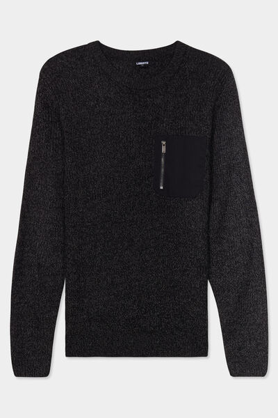 Pull 1 poche buste zipp&eacute;e Liberto gris fonc&eacute; homme