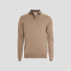 pull avec col polo taupe homme Pull avec col polo taupe homme