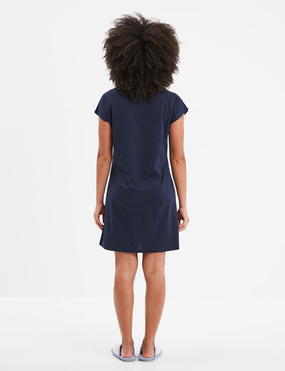 Chemise de nuit manches courtes Stitch bleu marine femme
