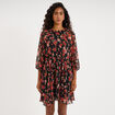Robe fluide courte manches 3/4 noir femme