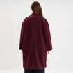 Manteau long boutonn&eacute; violet fonc&eacute; femme grande taille