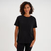 T-shirt &agrave; strass manches courtes coton noir femme