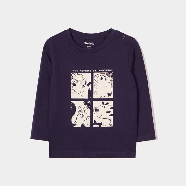 t shirt epaule boutonnee manches longues bleu marine bebeg T-shirt épaule boutonnée manches longues bleu marine bébé garçon