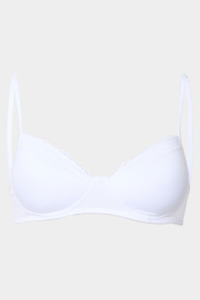 Soutien-gorge triangle micro dentelle blanc femme