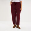 Pantalon cigarette ceintur&eacute; effet cr&ecirc;pe violet fonc&eacute; femme grande taille