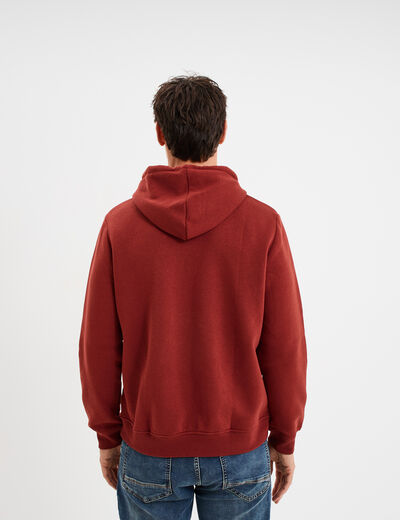 Sweat à capuche hoodie 1 poche rouge foncé homme