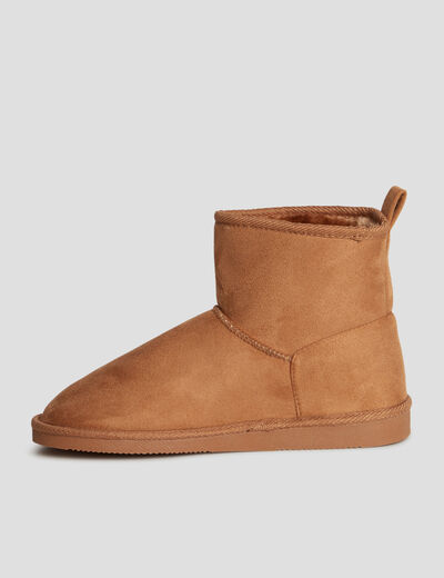 Bottines fourr&eacute;es effet su&eacute;dine sable femme